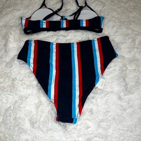 CUPSHE Women's Stripe Bikini Bowknot Shirred Swimsuit Small - Picture 5 of 6
